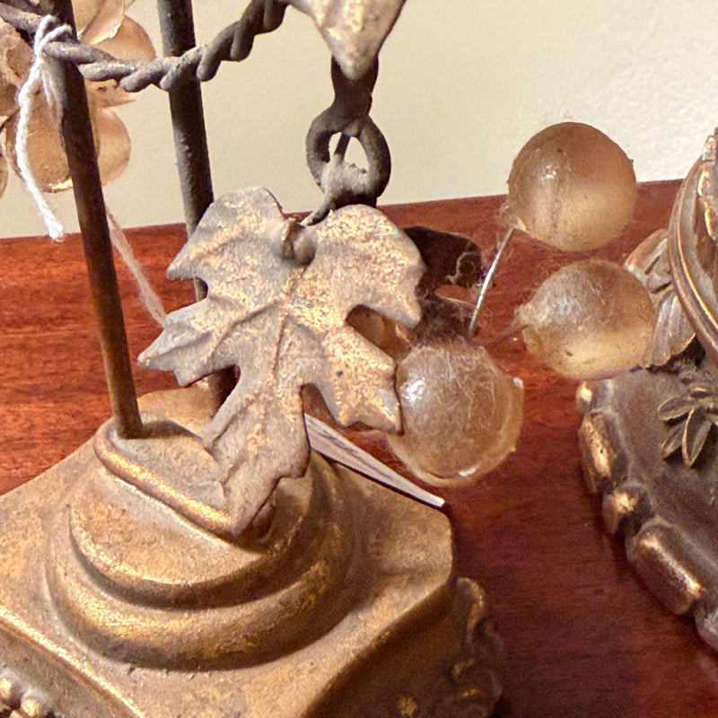 Candlesticks Pair Vintage Grape Leaf