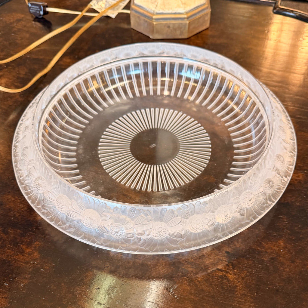 Large French Crystal Bowl "Marguerites" by Lalique