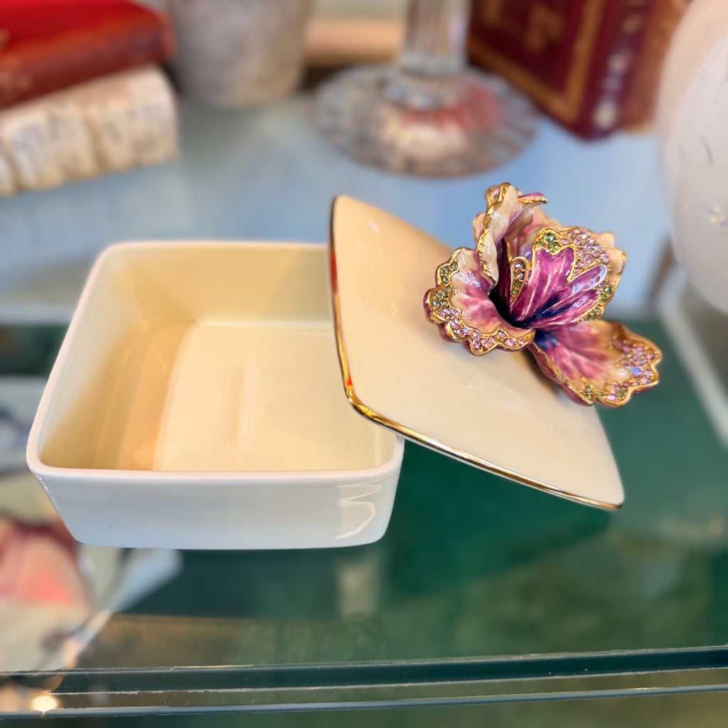 Jay Strongwater Lidded Box Orchid