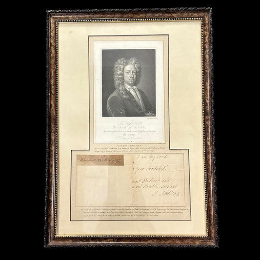 Antique Joseph Addison Print & Writing Sample