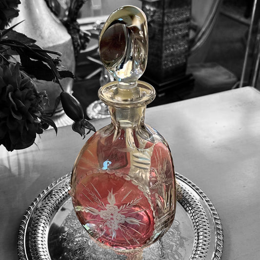 Cut to Ruby Glass Decanter