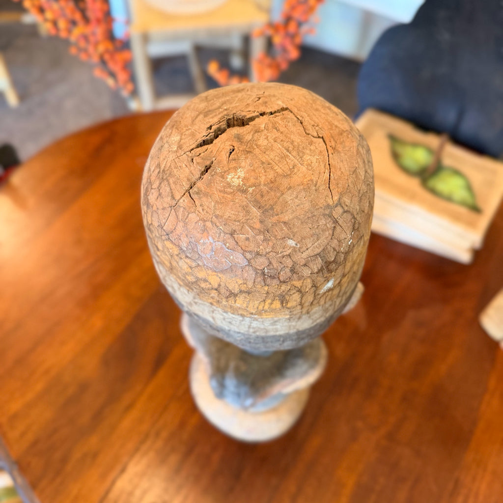 Wood Skkull Statue Vintage Papau New Guinea