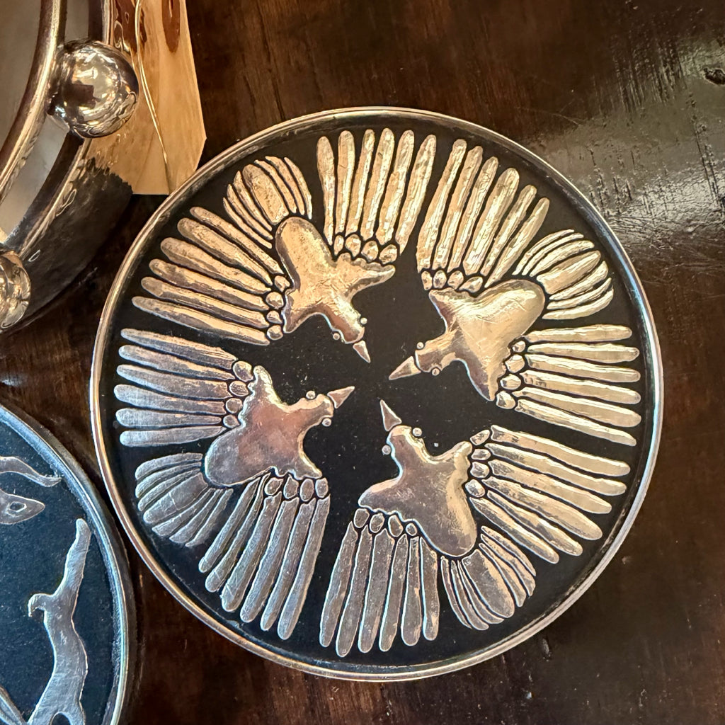 Art Sculpture Coasters Silverplate by Emilla Castillo Set