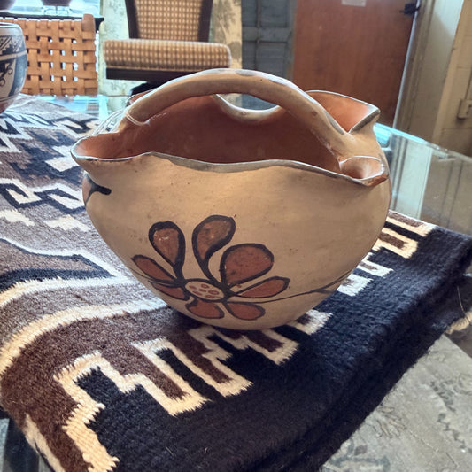Vintage Pottery Basket Santa Domingo