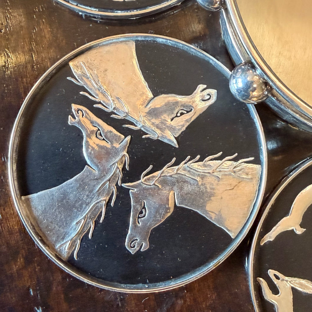 Art Sculpture Coasters Silverplate by Emilla Castillo Set