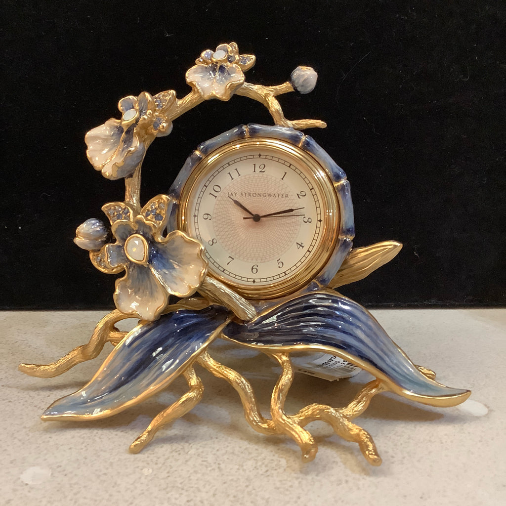 Jay Strongwater Tara Orchid Table Clock