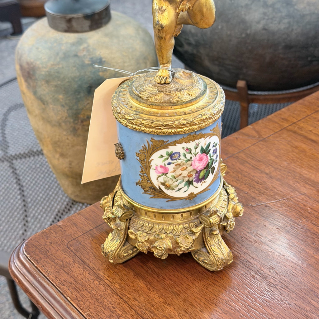 Antique Candleabra Gilt Bronze & Enamel