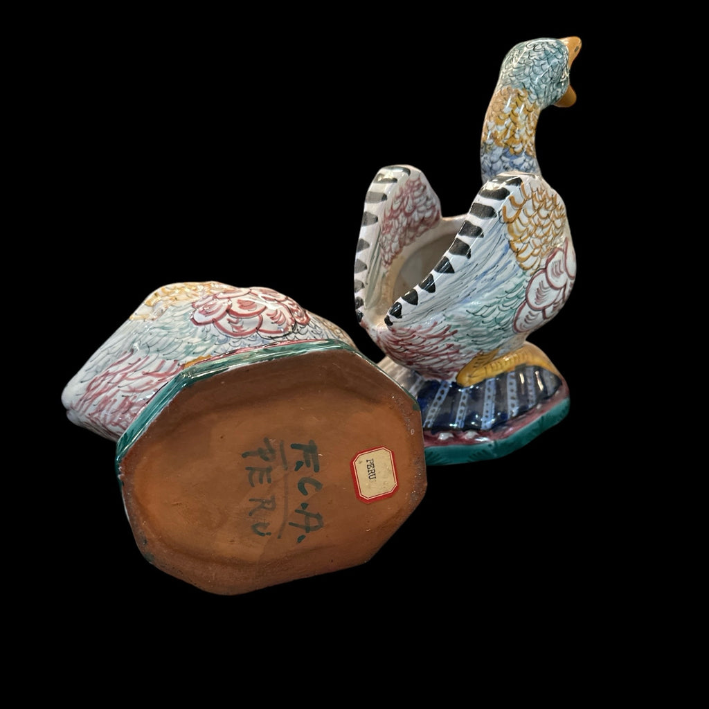 Pair Ceramic Duck Vases