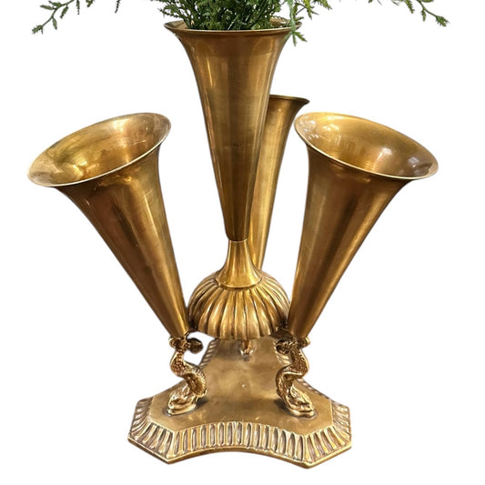 Vintage Brass Epergne 5-Horn