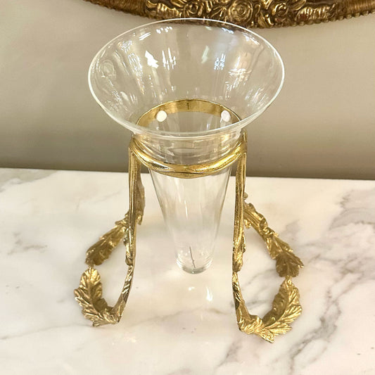 Glass Vase Brass Garland Base