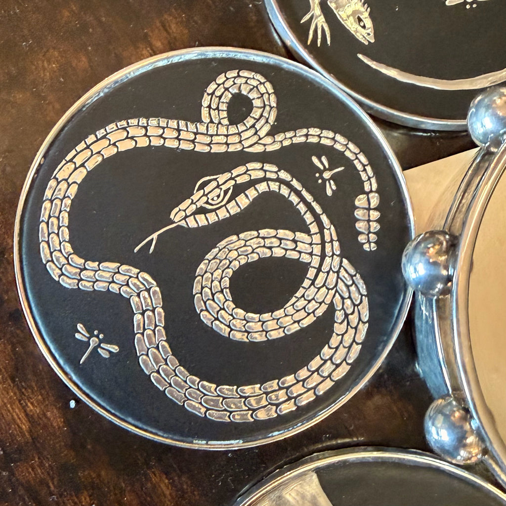 Art Sculpture Coasters Silverplate by Emilla Castillo Set