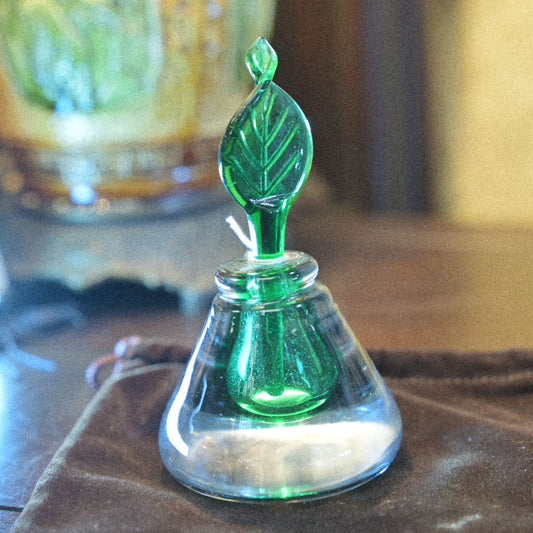Art Glass Perfume Bottle Leaf Motif