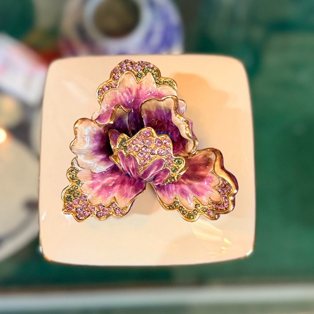 Jay Strongwater Lidded Box Orchid